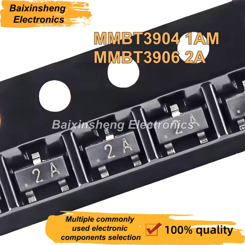 100PCS NEW MMBT3906 2A SOT-23 MMBT3904 1AM Surface Mount Power Transistor