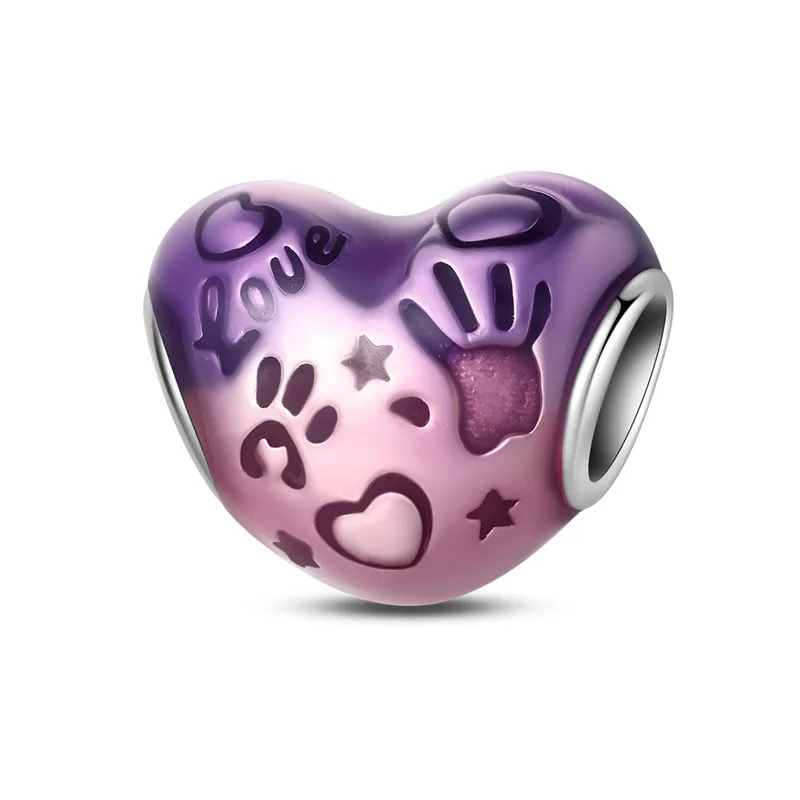S925 Silber Überzogene Adore Graffiti Herzförmige Charms Perlen Fit Original Armband Feine DIY Geburtstag Schmuck