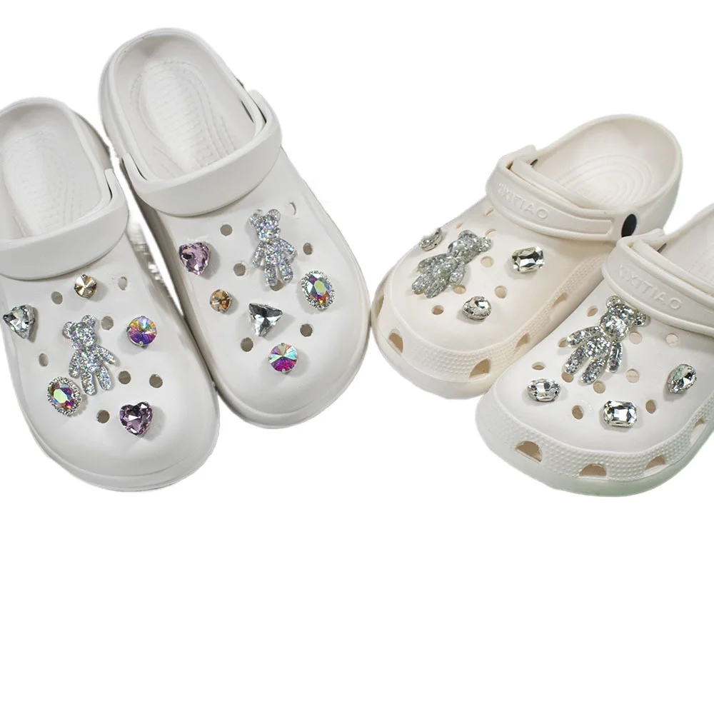 سحر الأحذية ل Crocs DIY الكرتون كريستال الدب حجر الراين زينة الأحذية اكسسوارات سحر ل قباقيب حقيبة الشرائح الصنادل