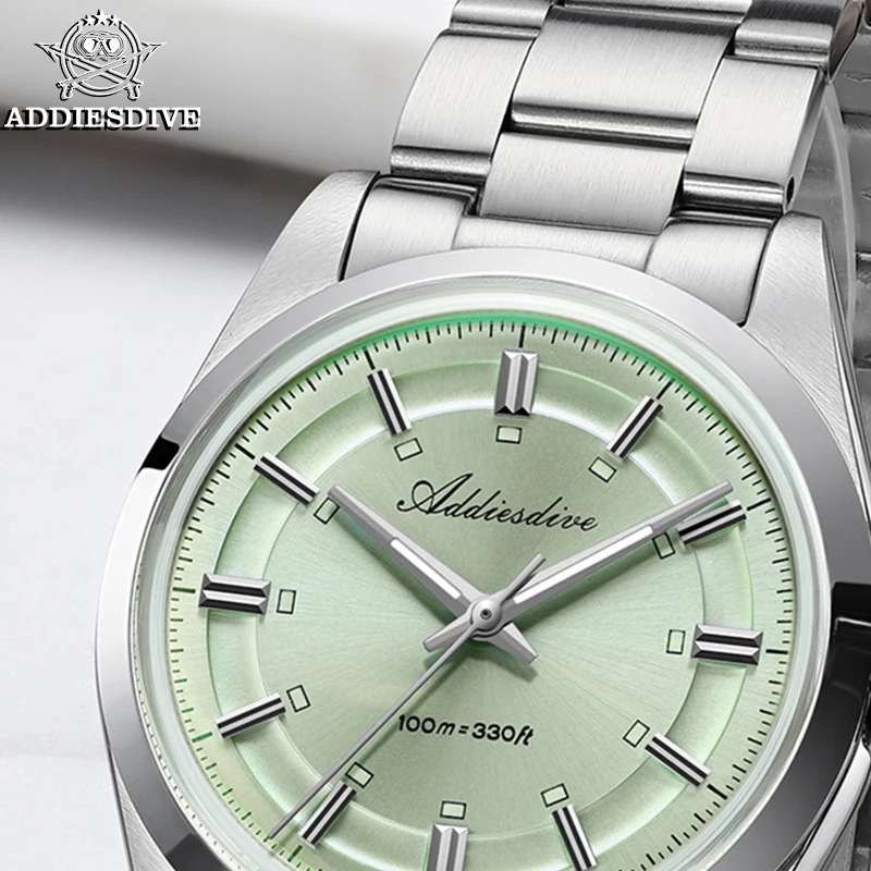 

ADDIESDIVE 2025 New Quartz Watch Men Luxury VH31 Domed Glass 100m Waterproof 316L Stainless Steel Luminous 36mm Fashion Watch