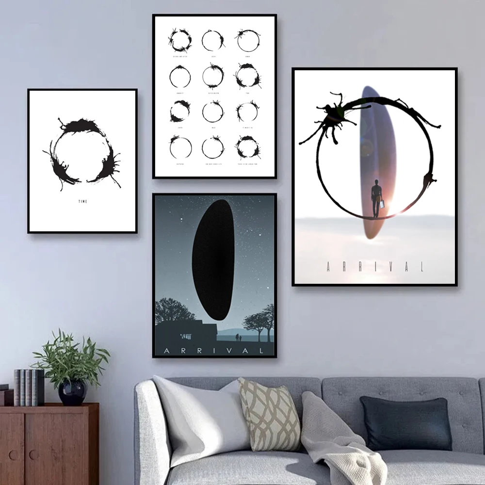 Arrival Heptapod SciFi Alien Movie Ink Painting Abstract Art Prints Black White Modern Minimal Poster Canvas Print Home Decor