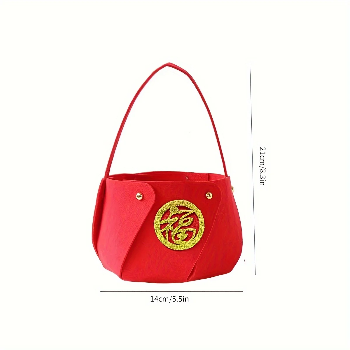 4pcs Fu Character Felt Candy Bag Chinese New Year Goodie Bag Food Storage Basket Happy Lunar New Year Decoration Holiday Decor