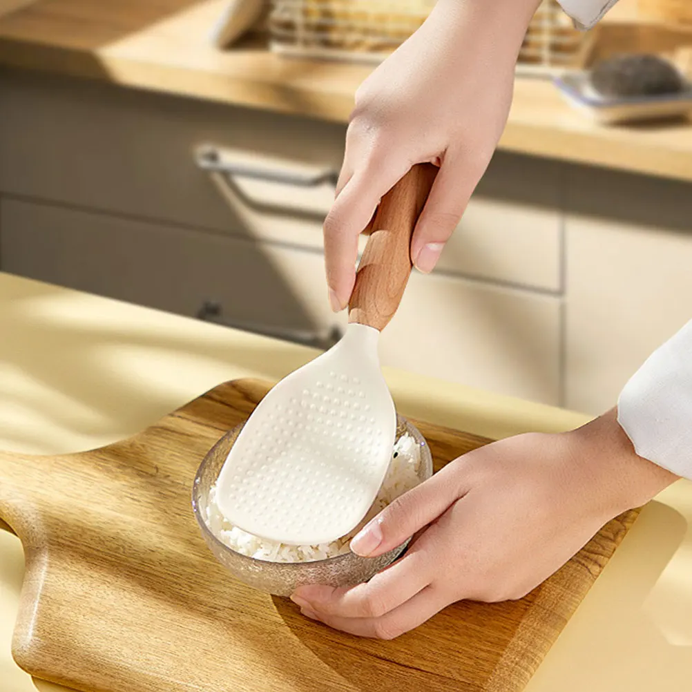 

Rice Spoon Kitchen Accessory Soup Ladle Restaurant Cooking White Household Scoop Silicone Spatula Nonstick H Multipurpose