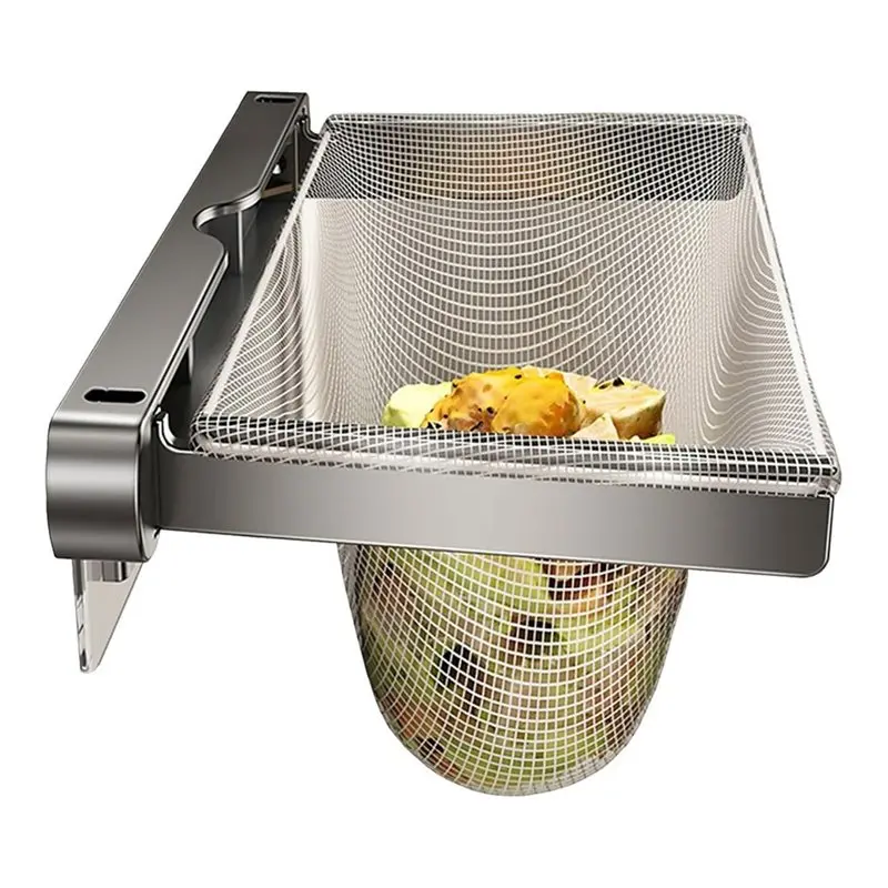SHGO-Kitchen Sink Drain Strainer Catcher With 50Pcs Filter Mesh Bag, Folding Design Food Waste Filter Basket