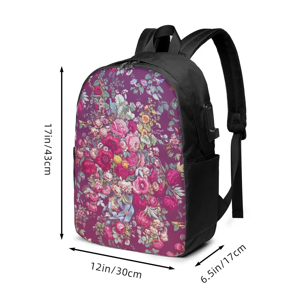Roses In Bloom Spring And Floral Pattern Backpack Travel Notebook Bag Computer College Student School Bag Laptop Shoulder Bags