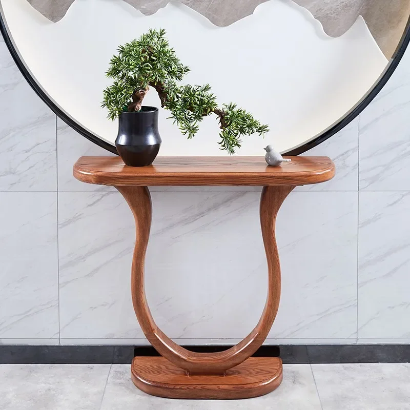 Solid Wood Porch Table, Strip Table, Indoor Decoration Table, Aisle, Wall End View, Table Provided By The Desk Chief