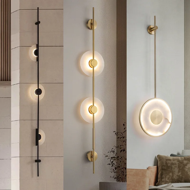 

Minimalist Artistic Long Pole Wall Lamp Restaurant Bedroom Background Wall Light Luxury Villa Lamp Bed Lamp LED Home Lights