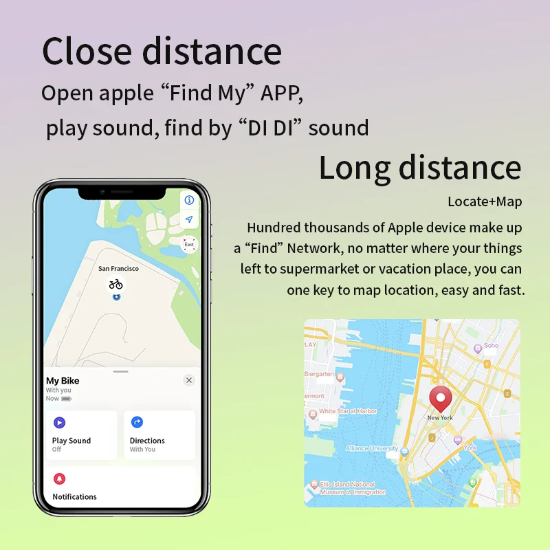 Round Tag Anti-lost Finder solo per IOS con trova la mia App localizzatore di posizione globale in tempo reale