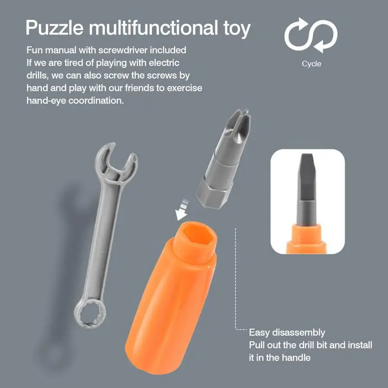 Juego de tornillos de perforación para niños, rompecabezas creativo 3D, bloques de construcción, juguete STEM, taladro eléctrico DIY, juguete educativo, regalo