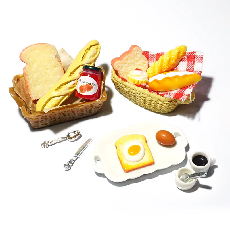 Best Set of 6 parts, mini tea, jam, bread, food play, cream, Shell, hairpin, decorative accessories, materials