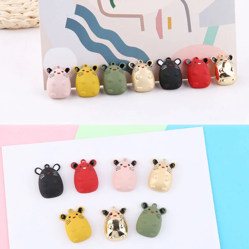 1pcs Diy Jewelry Accessories Alloy Color Cartoon Cute Cute Mouse Earrings Pendant Handmade Diy Material Keychain Charms