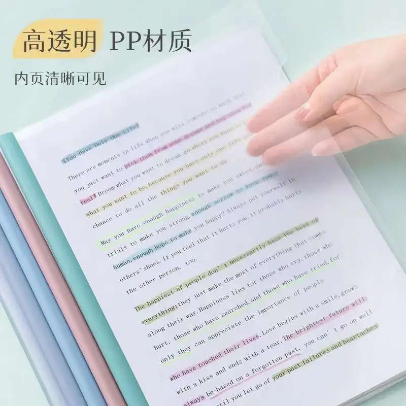 5pc/set A4 Transparent Folder Thickened Plastic Folder File Waterproof Test Paper Storage Bag Office Document Classification Bag