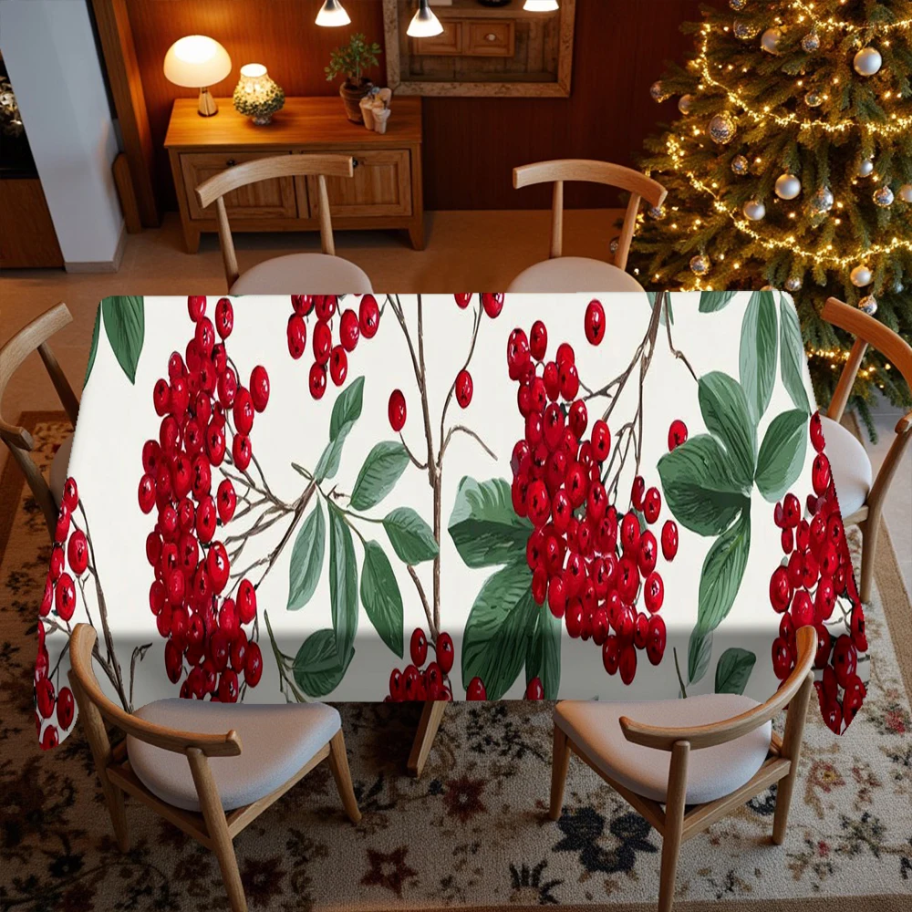 Christmas Berries Pattern Restaurant Kitchen Tablecloth Living Room Home Decoration Rectangular Party Decoration