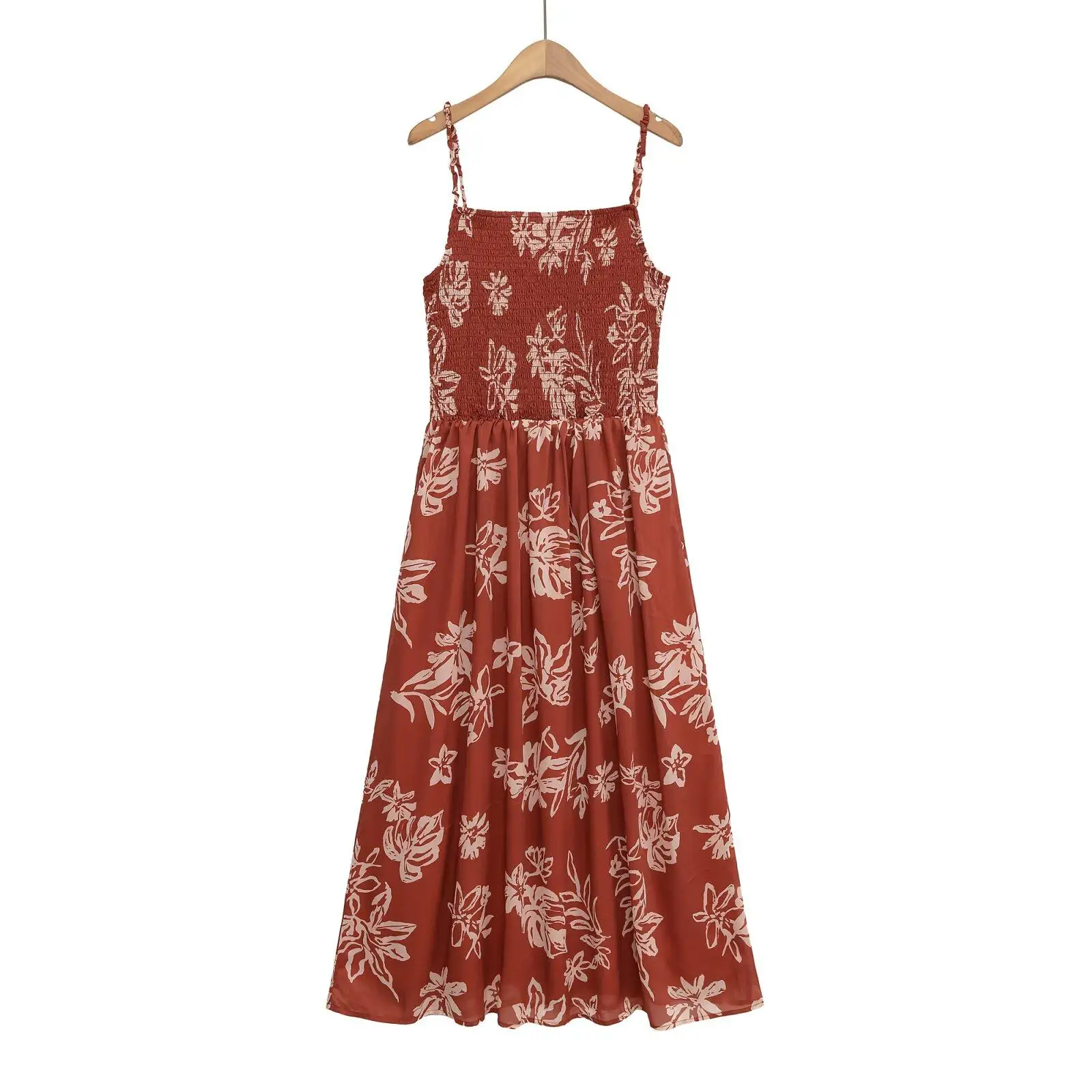 Red Print Women's Dress 2026 Spring Summer New Fashion Simple Stringy Selvedge Sleeveless Dresses European Style Woman Clothes