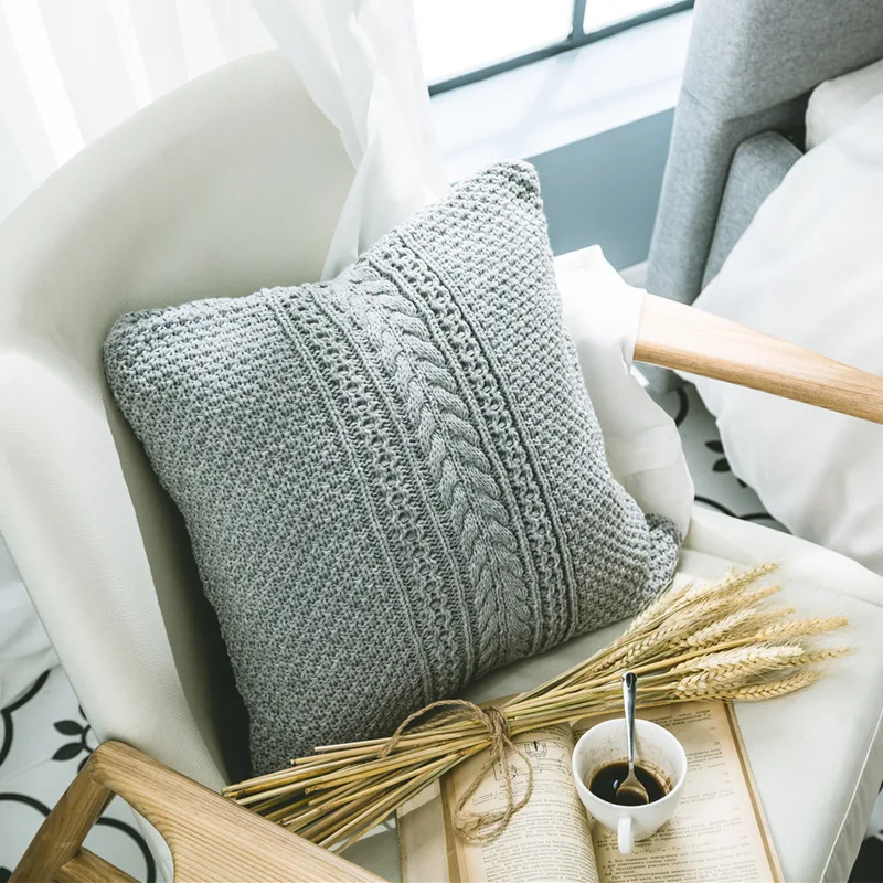 Households Solid Color Fried Dough Twists Sofa Cover Household Soft Decoration Office Car Cushion Without Core