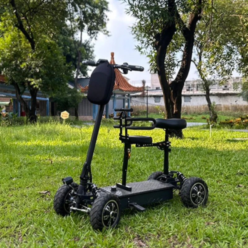 Electric four-wheel, independent shock-absorbing scooter, folding ultra-light portable construction site vehicle