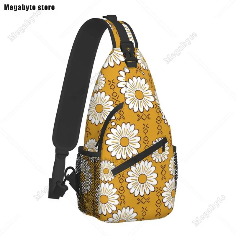 Sunflower Flower Sling Bags for Travel Hiking Hippie Pop Art Floral Pattern Chest Crossbody Backpack Shoulder Daypack