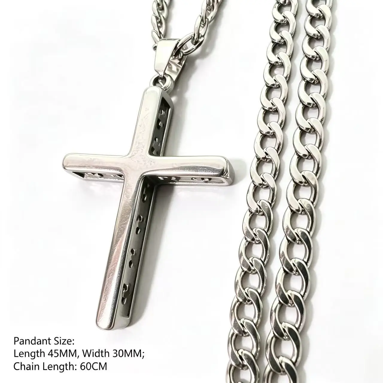 YQ 316L Edelstahl Solide 3D Kreuz Anhänger Halskette Für Männer Schmuck Zubehör – Detail 2