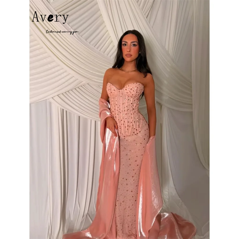 

Avery Custom Rhinestone Sweetheart Off-shoulder Fishtail Elegant Dresses 2025 Woman Luxury Women's Evening Dresses Gala Dress