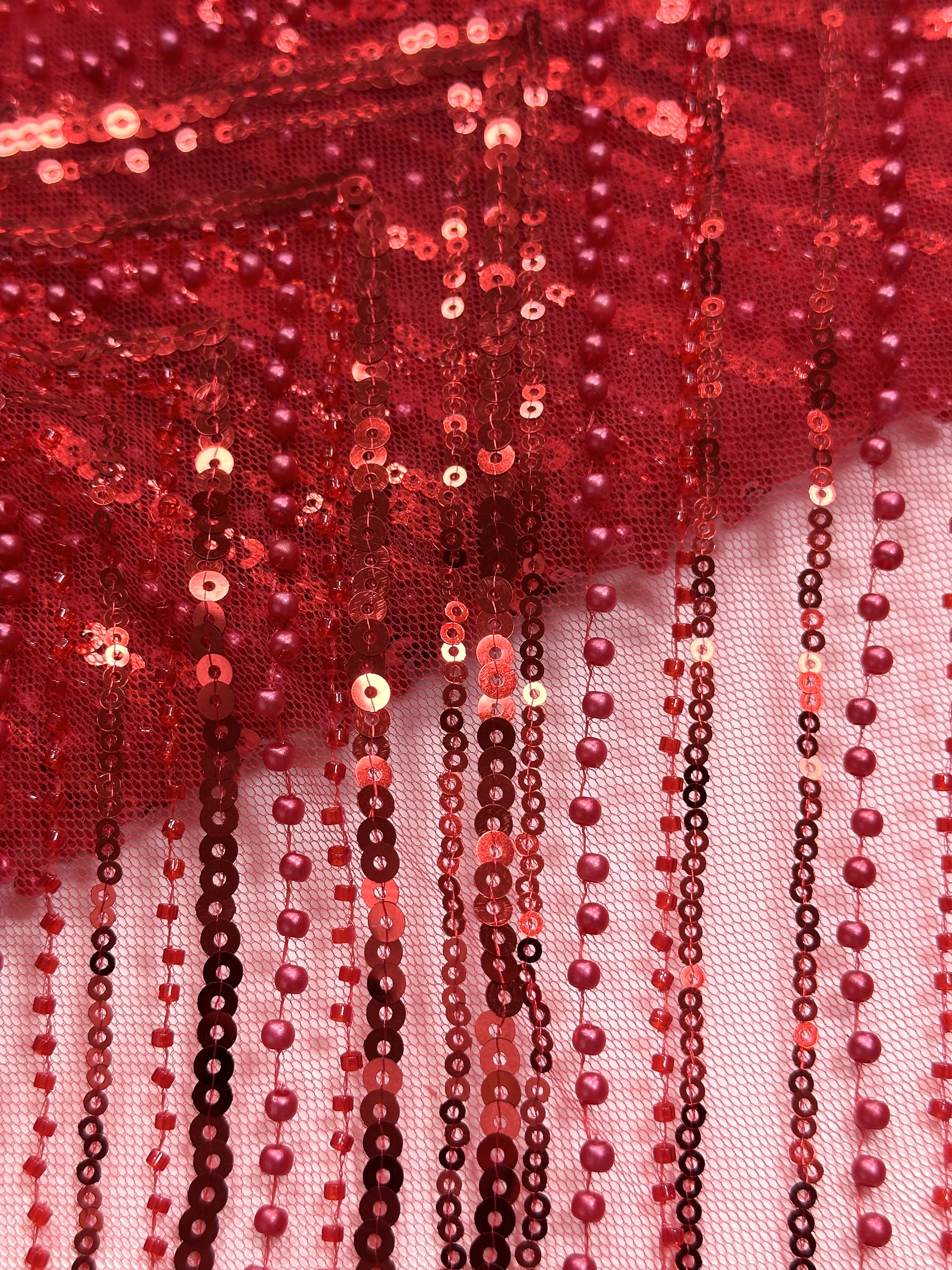 Vermelho africano 3d lantejoulas frisado tecidos de renda 2025 alta qualidade bordado francês nigeriano tecido renda para material costura casamento