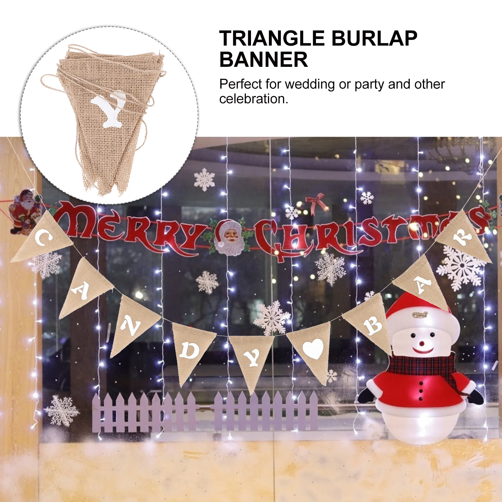 

9Pcs Candy Bar Burlap Triangle Flag Banner Brown Wedding Party Decoration Bunting 13x17cm Rustic Hessian Banner