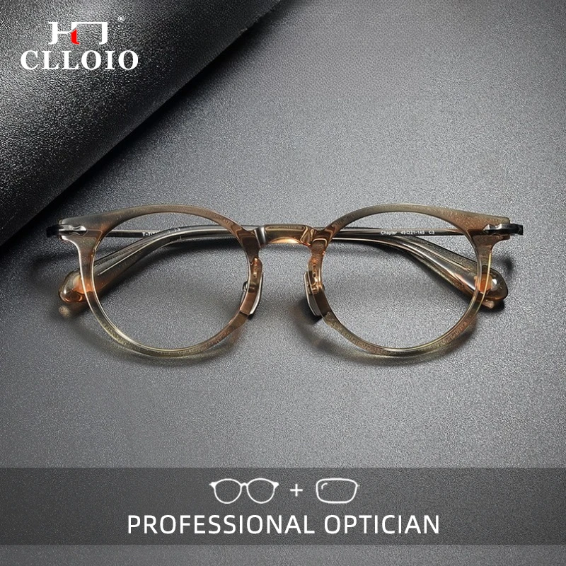 

CLLOIO Durable Luxury Versatile Lightweight Reading Glasses Blue Light Blocking Titanium Temple Progressive Prescription Eyewear