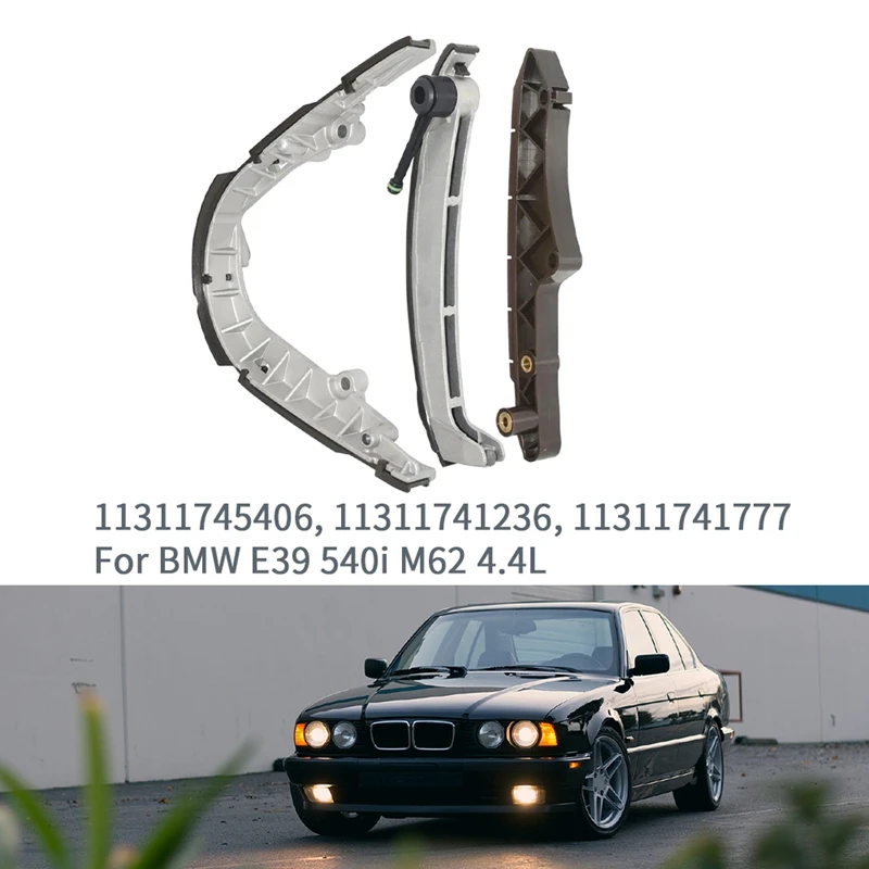 For BMW E39 540I M62 4.4L Timing Chain Guide Rail Kit Replacement Number:11311745406, 11311741236, 11311741777