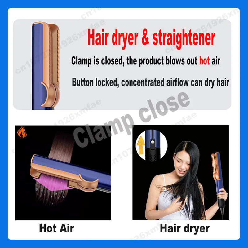 2 IN 1 Professional Hair Straightener & Hair Dryer Heat-Up Hair Flat Iron Negative Ion Iron Long-Lasting Styling Tool