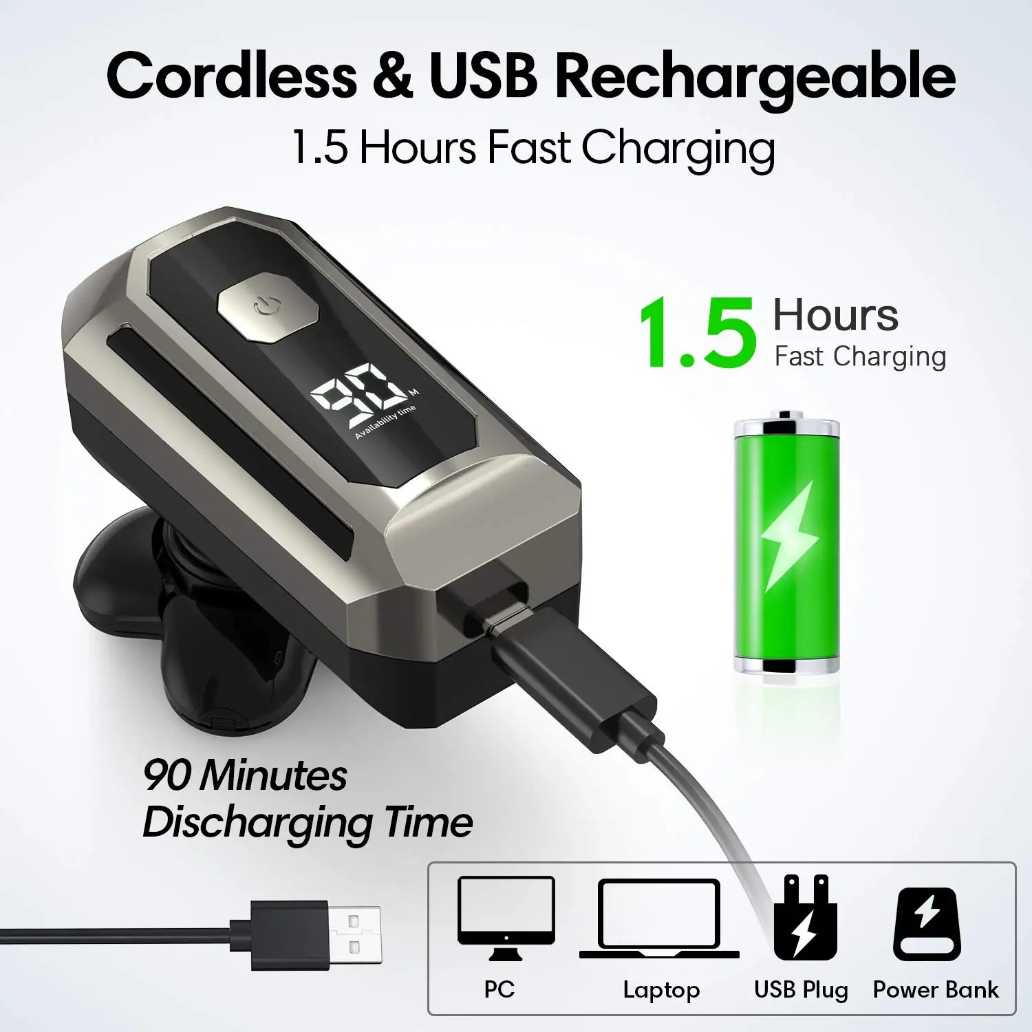 Rasoir électrique Rechargeable à affichage numérique, 6 lames, pour hommes, rasoir pour cheveux, barbe, visage sec et humide