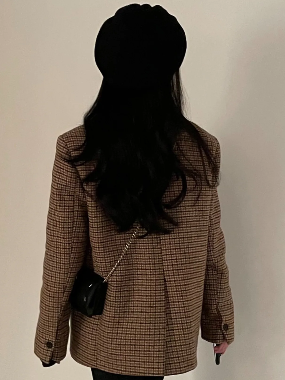 Casaco Curto Retro Chic para Outono Inverno F Solto com Manga Longa Gola de Terno Estampa em Cores Versátil Jaqueta de...