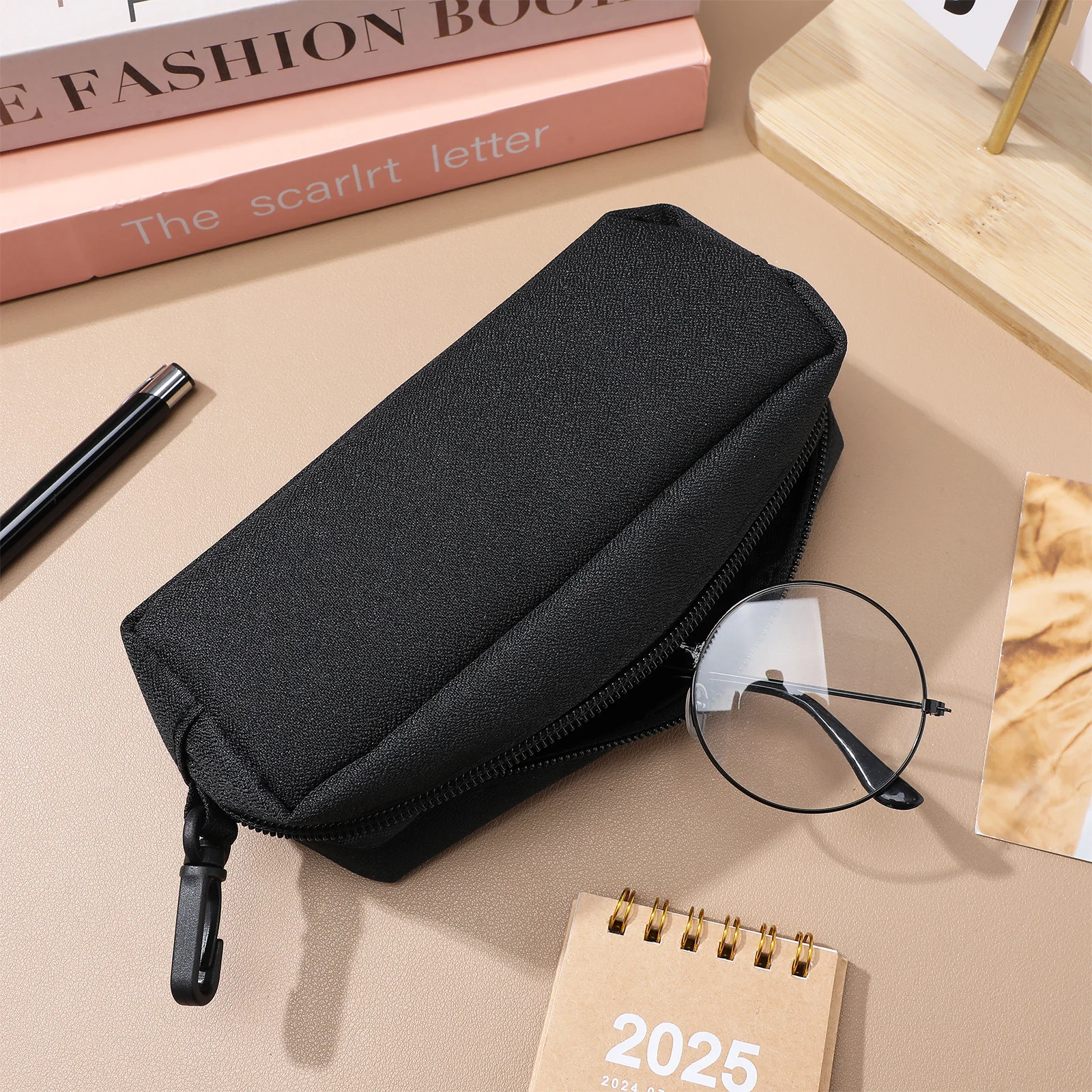 

Double Eyeglass Case Soft Oxford Fabric Compact Travel Organizer Dual Use Eyeglasses Sunglasses Pouch Zipper Holder for Reading