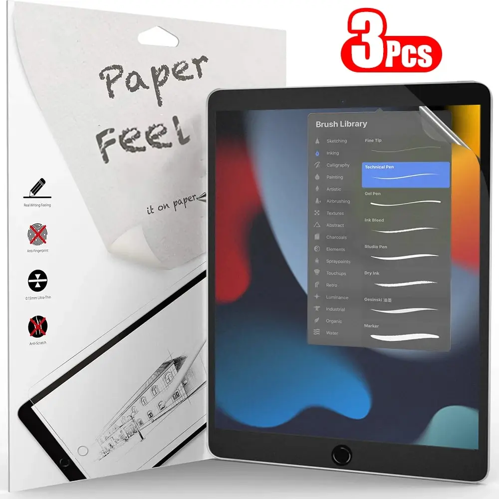 3Pcs Paper Feel Like Screen Protector For iPad 10th 9th Generation 8 7 6 Air 5 4 Pro 11 12.9 10.5 9.7 Mini 5 6 13 2024 No Glass