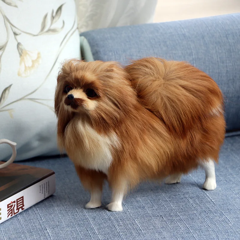 

Simulated Small Dog Ornaments, Pomeranian Animal Models, Home Desktop Decorations, Fur Crafts