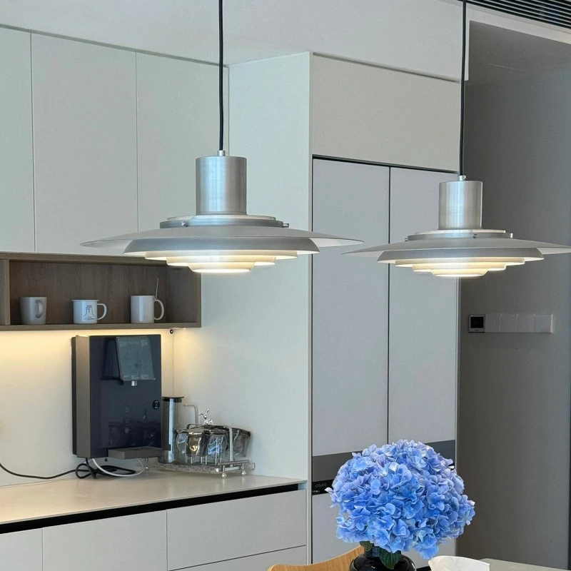 White Silver Aluminium E27 Pendant Lights Art Design For Dining Kitchen Bar Bedroom Cord Adjustable Hanglamp Home Decor Lighting