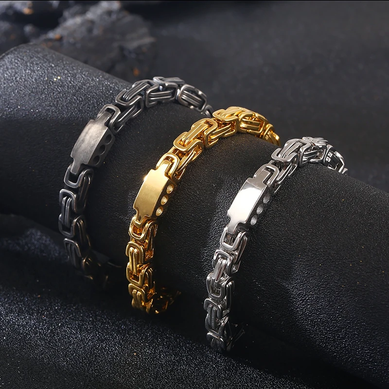 

HAOYI Special Chain Head Men Charm Bracelet Stainless Steel for Men's Bracelets Punk Hip Hop Style Jewelry Gift