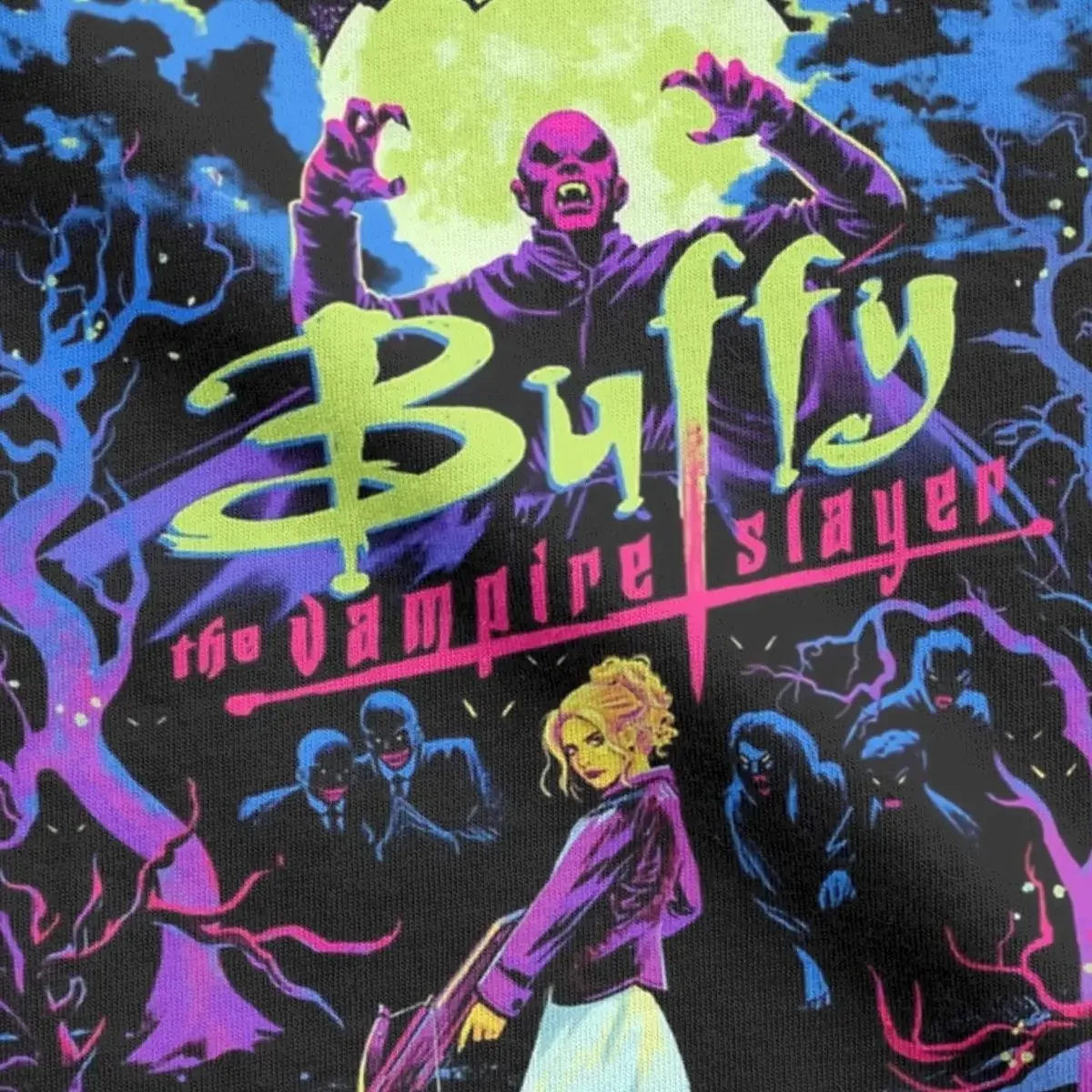 بافي مصاص الدماء القاتل الفن تيشيرتات للرجال والنساء ، تي شيرتات قطنية ، رقبة مستديرة ، أكمام قصيرة ، ملابس حفلات عتيقة