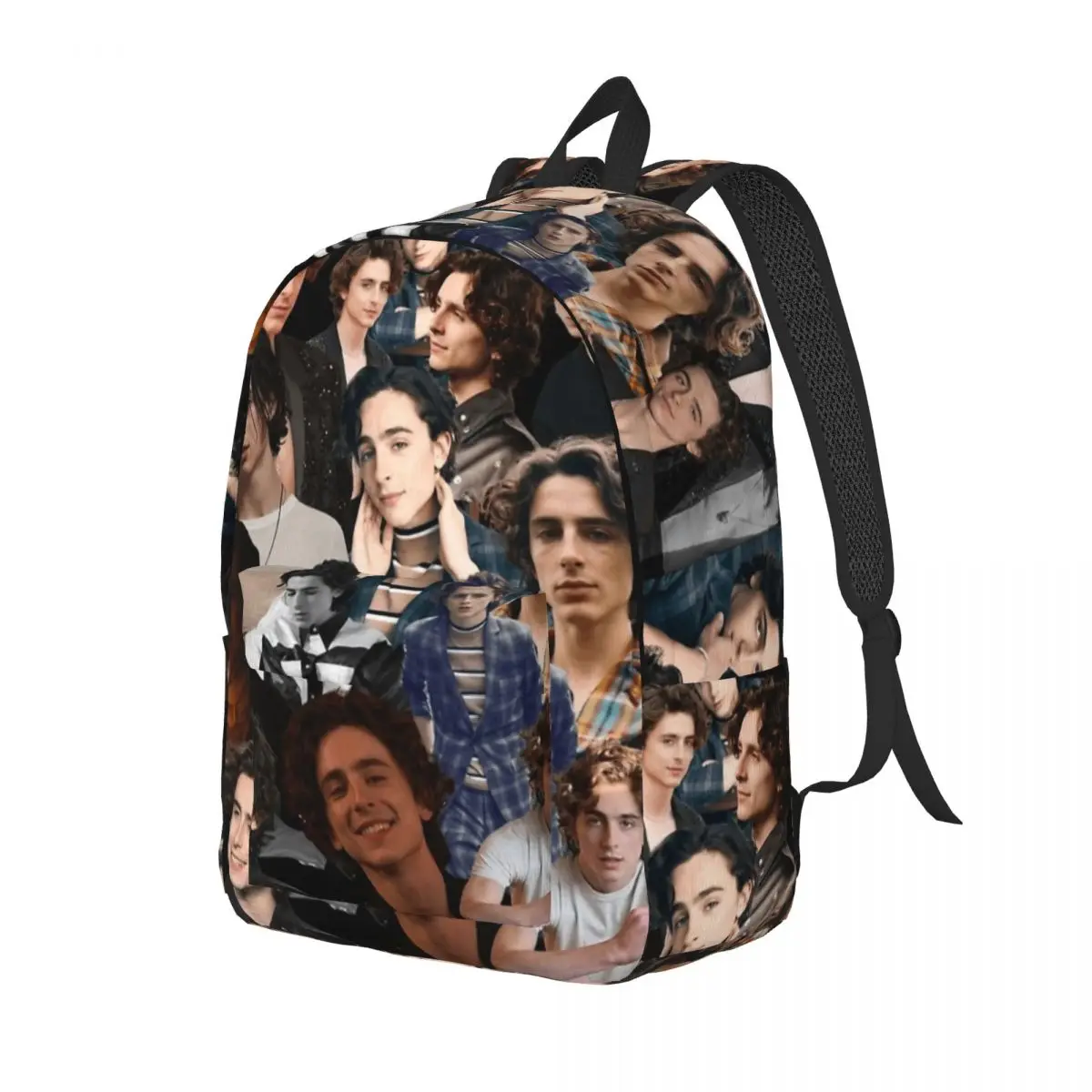 Timothee Chalamet Backpack Middle High College School Student Photo Collage Bookbag Men Women Canvas Daypack with Pocket