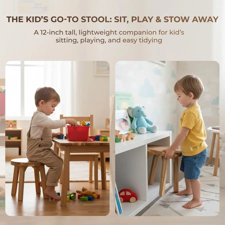 

Табурет из акации, высота 12 дюймов, круглая столешница 11 дюймов, без спинки, простая сборка, отделка натуральным воском, деревянный табурет для растений, столовой, гостиной