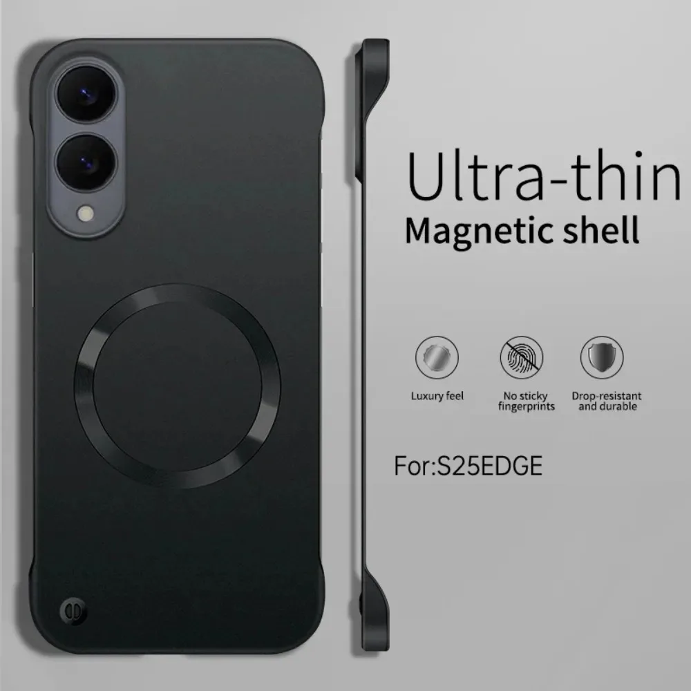 Frameless Matte Magnetic Charging Case For Samsung Galaxy S26 S25 S24 FE S23 S22 Ultra Plus For Magsafe Shockproof Hard PC Cover