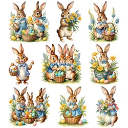 Cartoon Bunny Animal DTF Heat Transfer Sticker For Children Clothes Iron On Washable Patch Funny DIY Gift Applique Vinyl Sticker