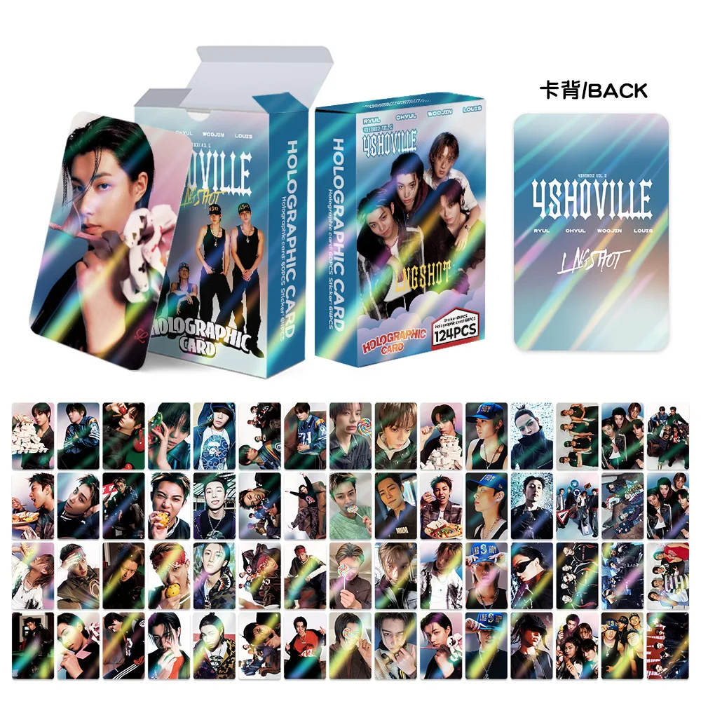 124Pcs/Set Idol LNGSHOT New Album 4SHOBOIZ Vol.2 4SHOVILLE Lomo Cards And Stickers Postcards OHYUL RYUL WOOJIN LOUIS Fans Gifts