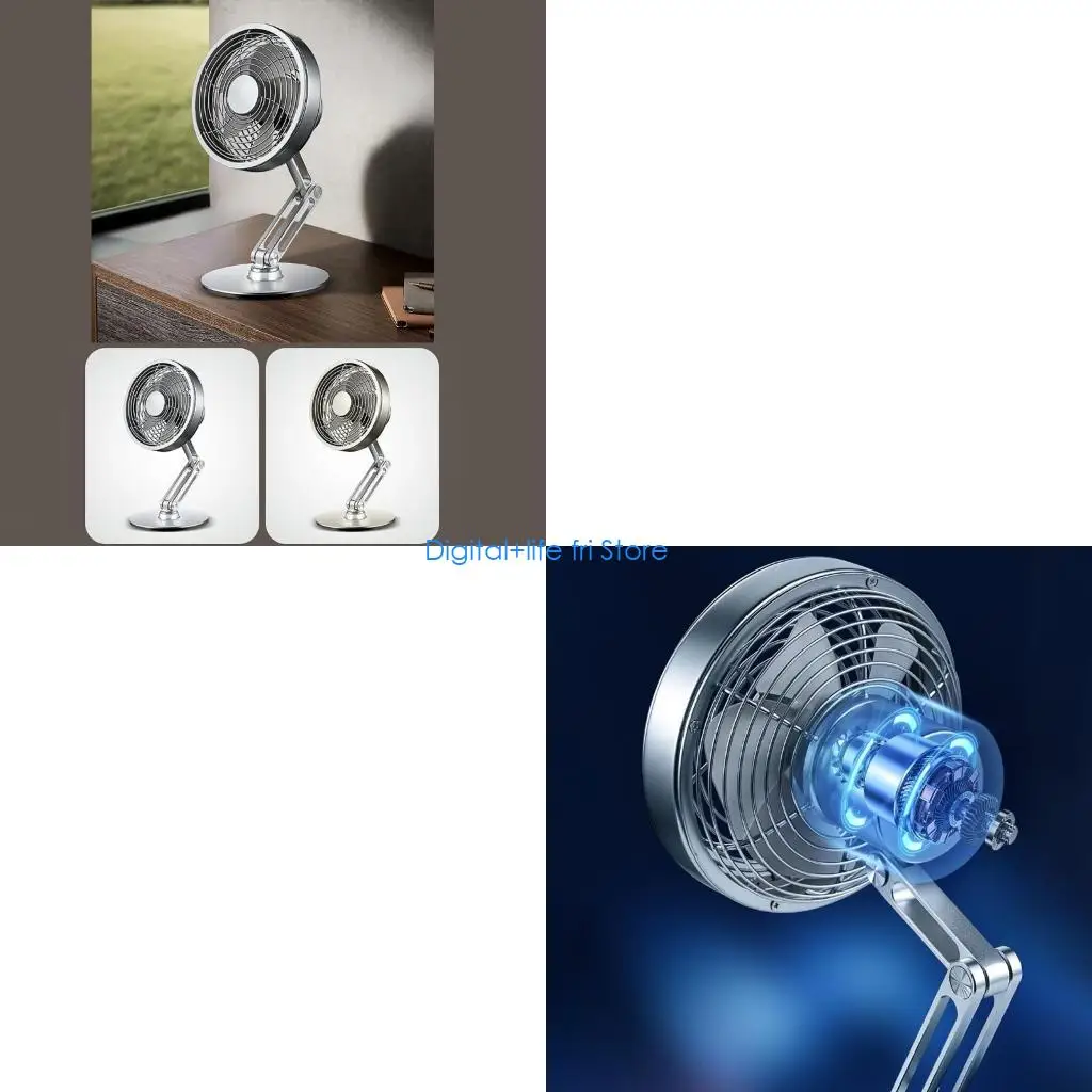 E06D Desk Fan Small Table Fan with Strong Airflows Rechargeable Fan Adjustable Height