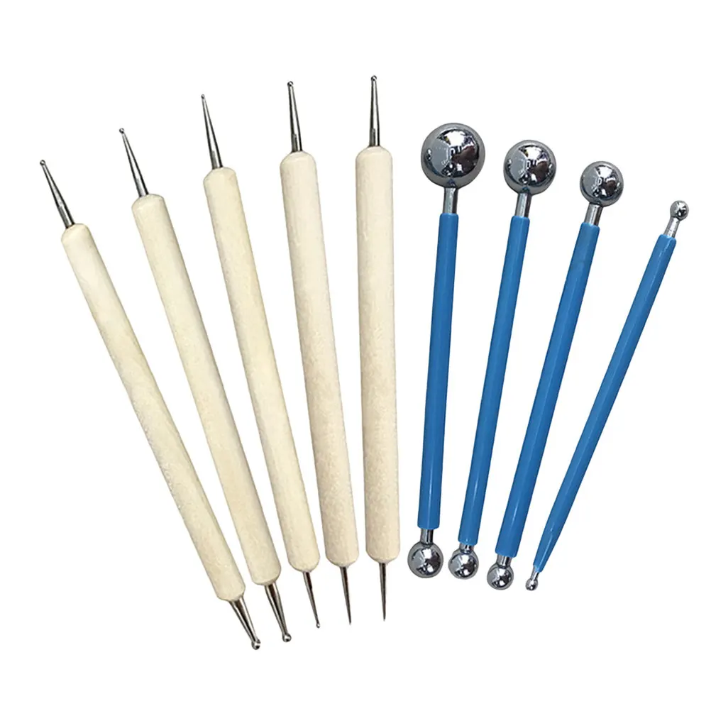9Pcs Professional Ball Stylus Dotting Tools Set for Sculpting Modeling Polymer Clay Pottery Ceramics Rock Art Paper Flower