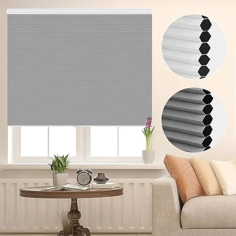 Customized Size Blackout UV Protection Room Darkening Manual Cordless Easy Pull Down Honeycomb Blinds For Bedroom