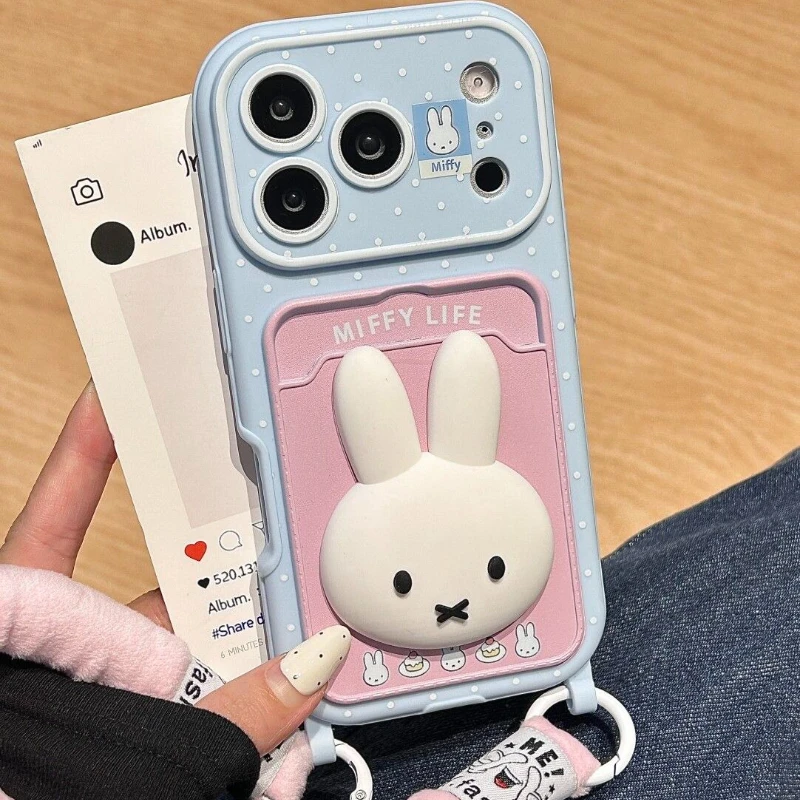 Cartoon Kawaii New style Applicable apple Anti-fall mobile phone case Fashion all inclusive lanyard Good feel Exquisite Miffy