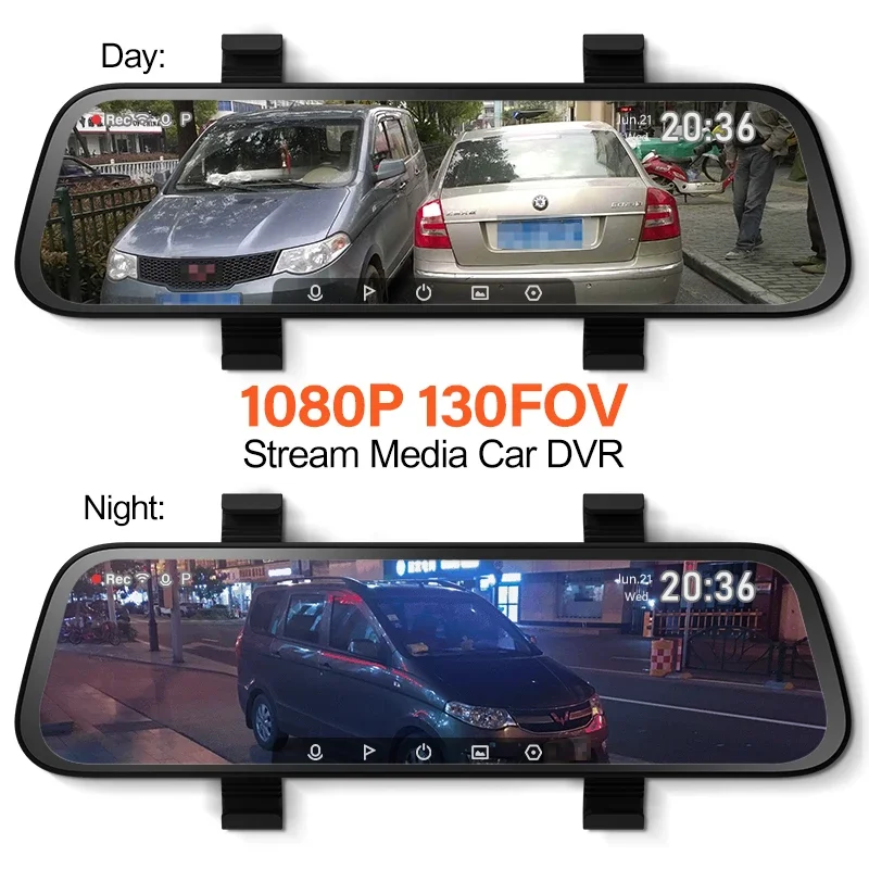 -למצלמת רכב Rearview Dash Cam Wide 9.35 אינץ '1080P Full HD Screen Wide Vision car dvr camera recorder