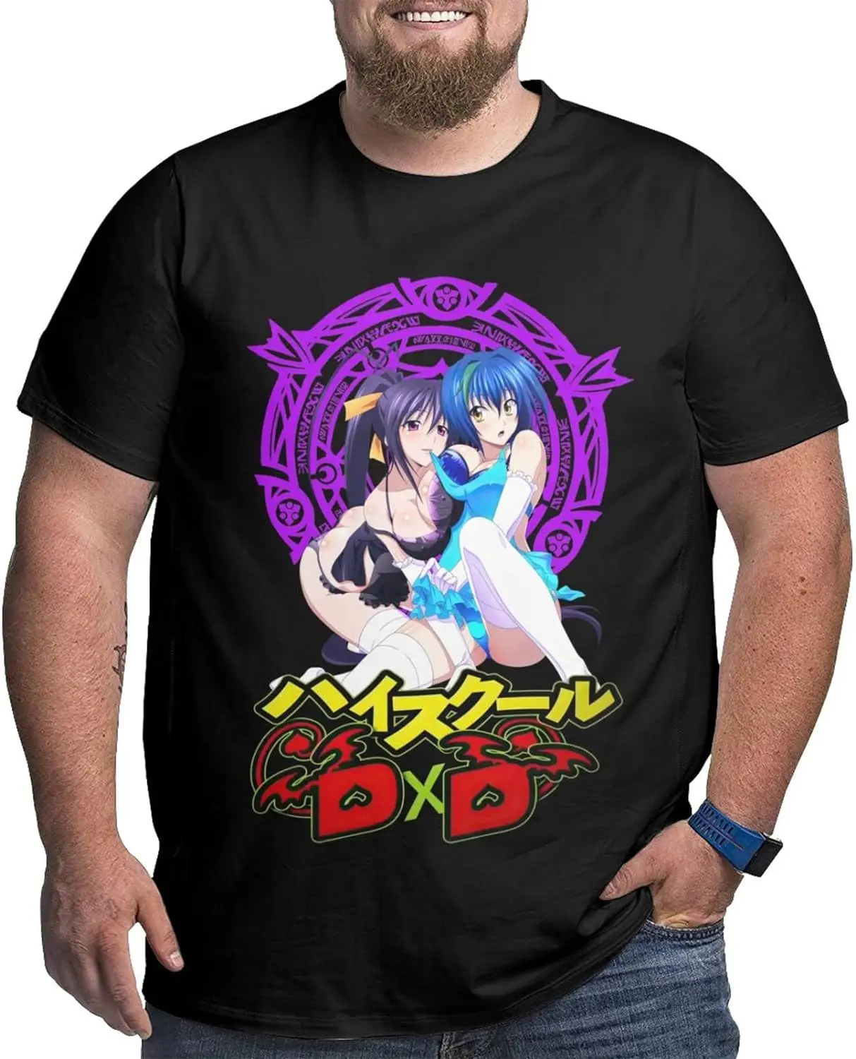 Anime High School DxD Akeno Xenovia Shirt Cotton Short Sleeve Cool Big Size T-Shirt for Male Black