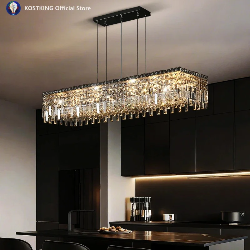Pendant Lamp for Kitchen Over the Table Nordic Luxury Dining Room Crystal Chandelier Indoor Kitchen Island Crystal Hanging Lamp