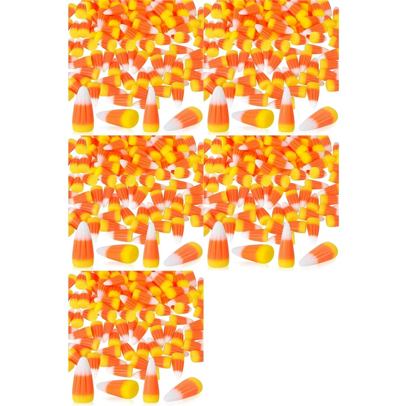 ABLJ 250 Uds. De resina de Halloween, caramelo de maíz Artificial, cuentas de maíz de caramelo 3D, adornos de álbum de recortes de maíz falso de otoño
