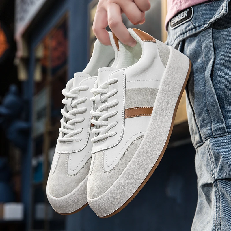 

Кожаная повседневная обувь, мужские дышащие уличные кроссовки, модные теннисные туфли для вождения, противоскользящие туфли на плоской подошве, женские кроссовки